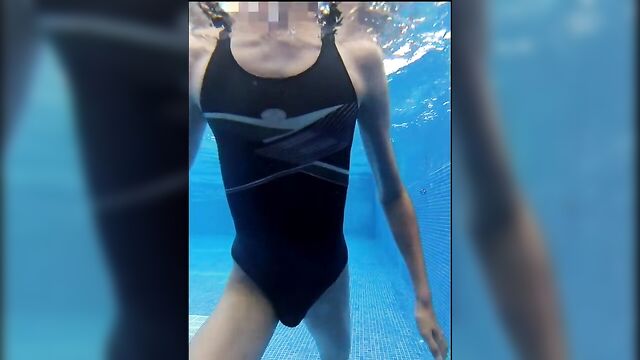 One-Piece Swimsuit in outdoor pool
