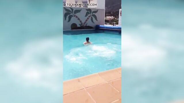 Big boner at the pool