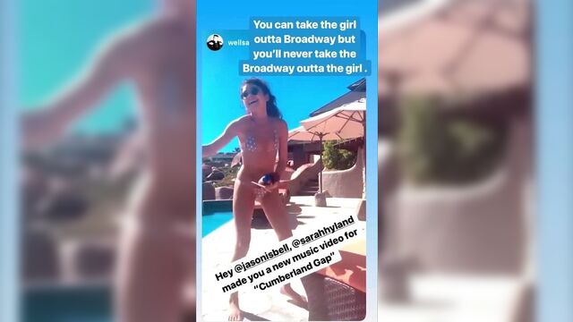 Sarah Hyland dancing in a bikini