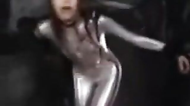 Asian super heroine getting her stomached bashed