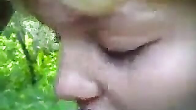 Sucking my cock in nature