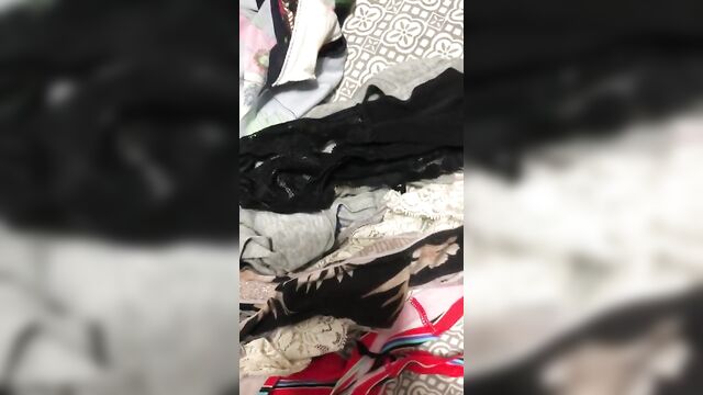 Raiding cousins dirty laundry for dirty and creamy panties