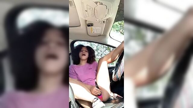 Light Skinned Girl Masturbating in Car