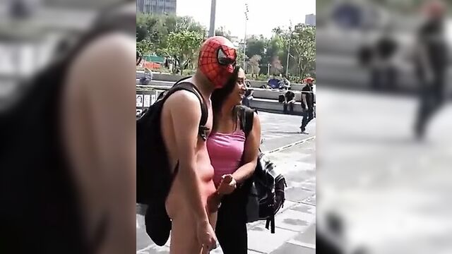 CFNM, he gets jerked off in public, huge cumshot