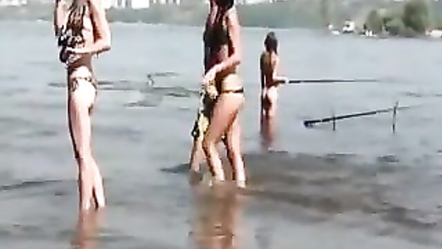 Fishing with some nude Russian teens