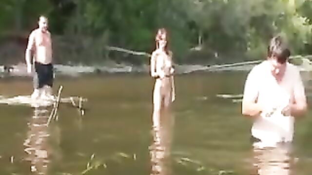 Fishing with some nude Russian teens