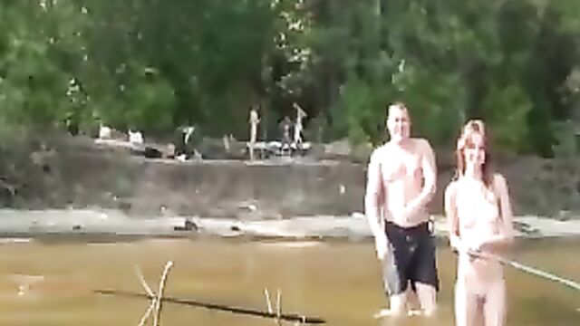 Fishing with some nude Russian teens