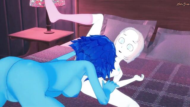 Crystal Gems Pearl and Lapis have lesbian sex on a bed