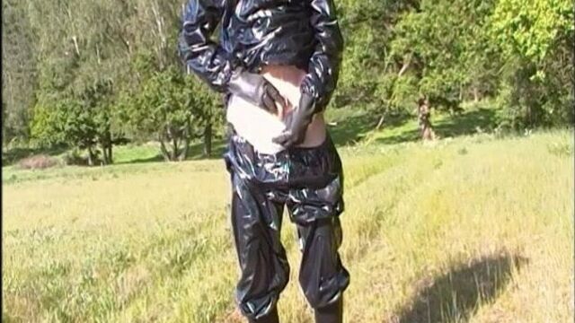 Wet diapers and PVC suit