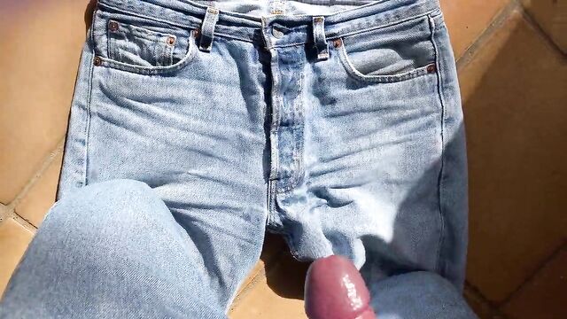 Cum on levis 501's fly