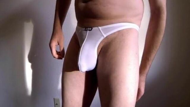white bulge thong