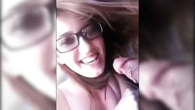 Cute gf sucks cock in the car and talks dirty and gets cum