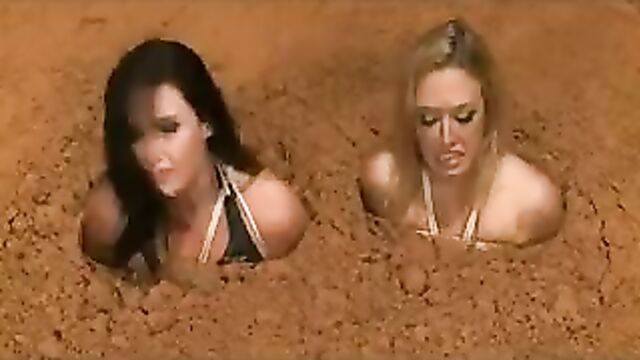 2 Nude Busty Women in Quicksand