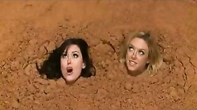 2 Nude Busty Women in Quicksand