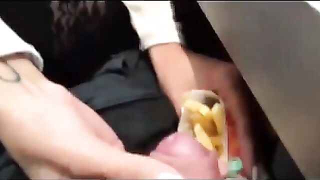Cumslut enjoys man mayo on her french fries