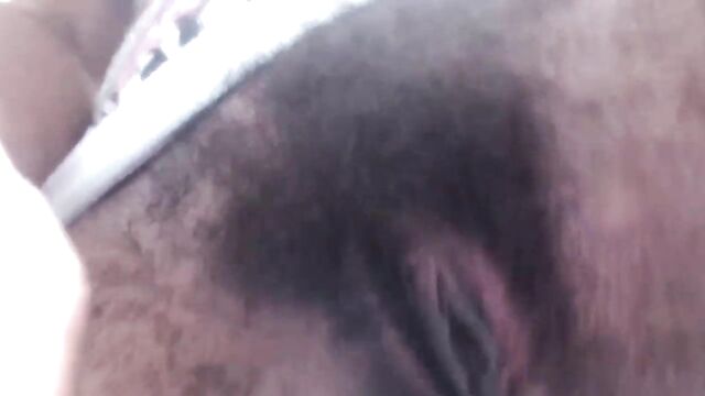 Busty black girl with big hairy vagina