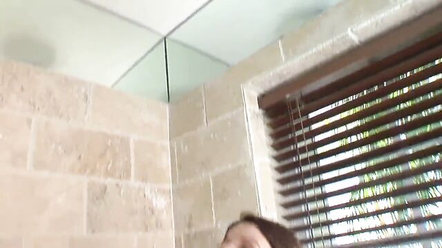 Busty teen Lexi fucks in the shower and gets wet cum