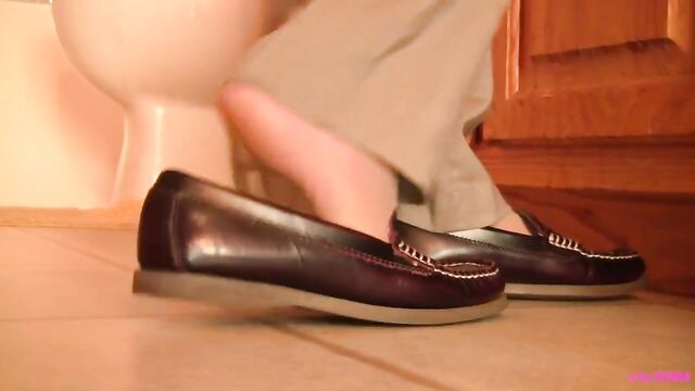 Caroline Sperry penny loafer bathroom shoeplay PREVEW