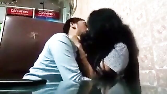 Desi kissing in cafe