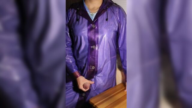 Cum in PVC raincoat