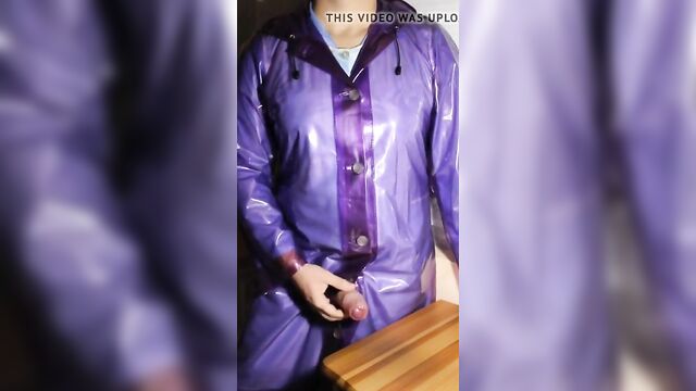 Cum in PVC raincoat