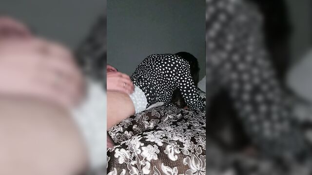 Step mom gets stuck under the bed gets fucked by step son