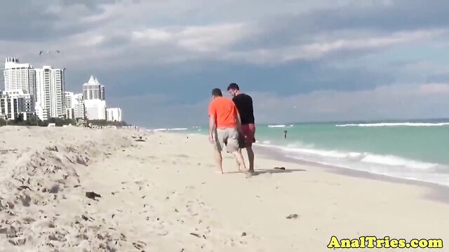 Ass fucking action with busty beach slut