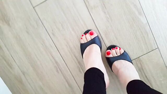 sexy feet in high heels mules