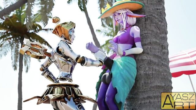 Cold Hands - Orianna Gives Futa Tristana Handjob