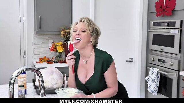 MYLF - Horny Milf Chef Gets Creamy Cum On Her Big Tits