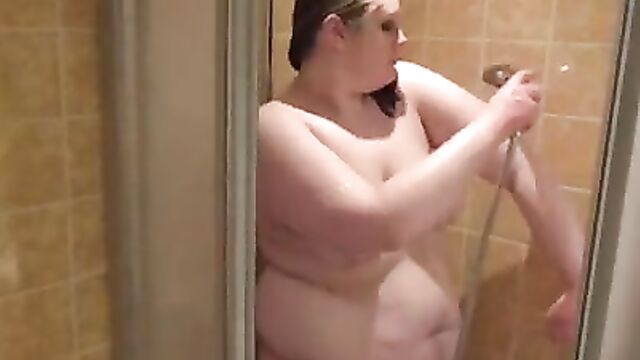 Chubby teen naked in the shower