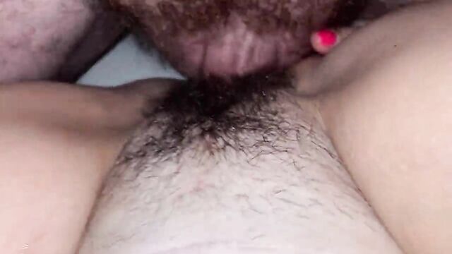 Hairy pussy fucked missionary with female orgasm