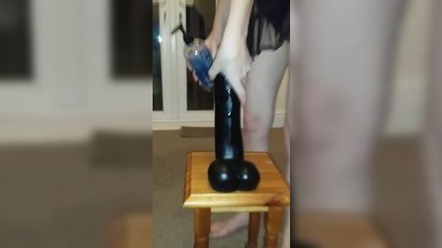 15 inch huge dildo vs tight redhead pussy