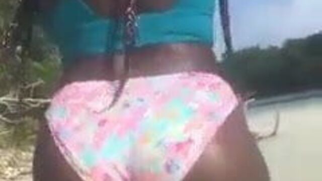 Sexy thick black ass in panties walking