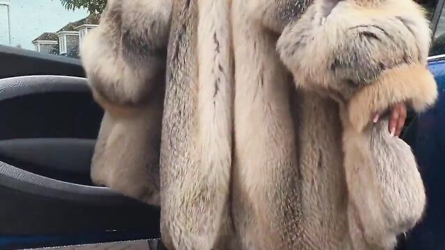 Golden island fox fur coat