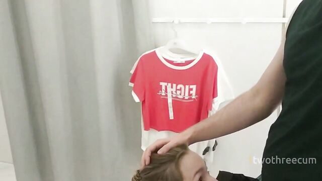 SHOPPING ENDED WITH RISKY BLOWJOB IN FITTING ROOM