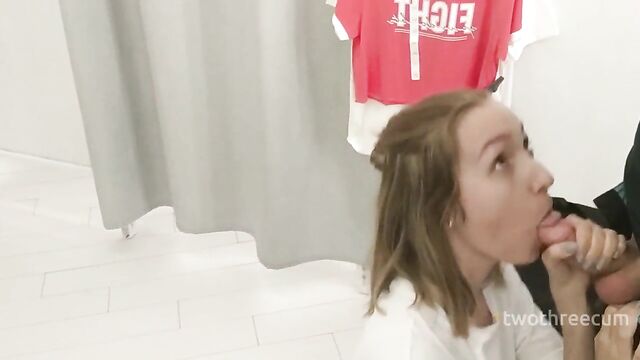 SHOPPING ENDED WITH RISKY BLOWJOB IN FITTING ROOM