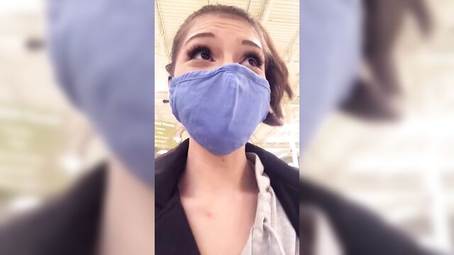 beautiful teen trying out vibrating panties in grocery store