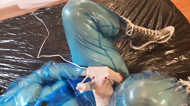 Blue Transparent PVC Plastic Masturbation