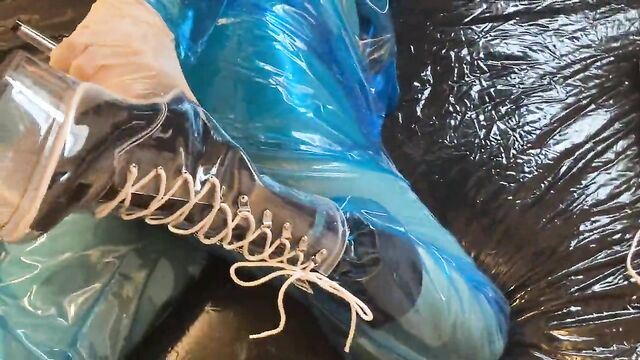 Blue Transparent PVC Plastic Masturbation