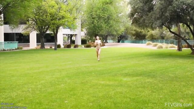 Angel running naked in the park