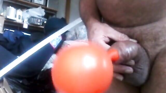 Amazing balloon blown up just using my dick .