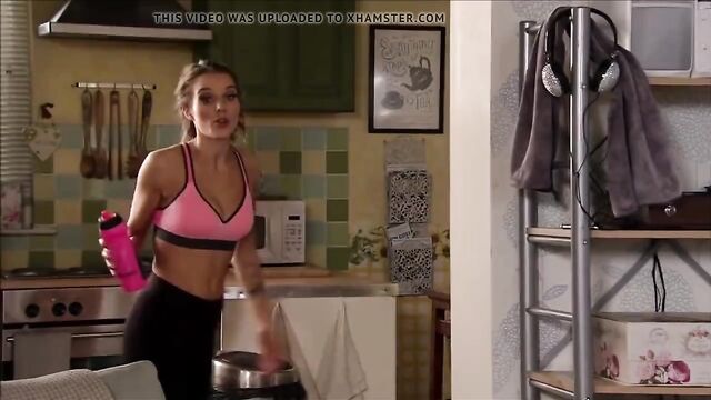 Helen Flanagan working out on Coronation Street
