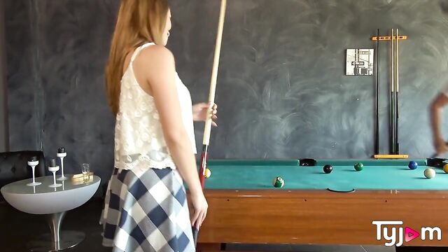 Big ass petite girl Lady Bug having a hot anal sex on the pool table