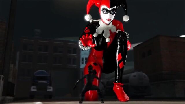 Giant Harley Quinn Eats Catwoman