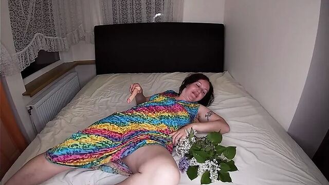 Hot Wife Found a Dildo in a Flower Bouquet