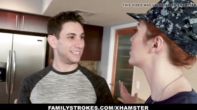 FamilyStrokes - Redhead Military Wife Gets Rammed by Stepson