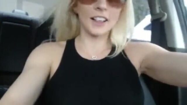 Sexy Blonde Cums In Her Car With A Dildo