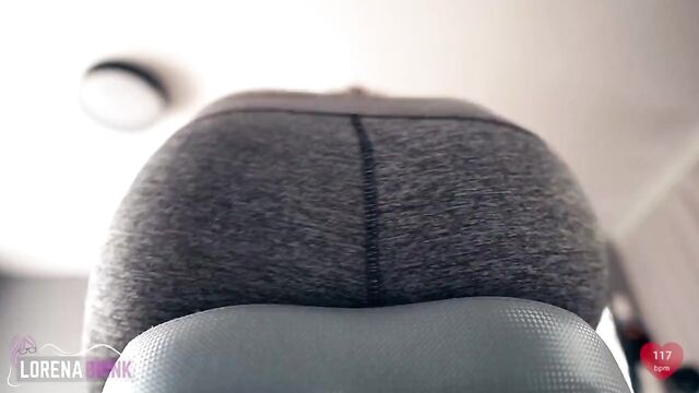 Orgasm on Exercise Bike in Yoga Pants Ass View + Heart Rate