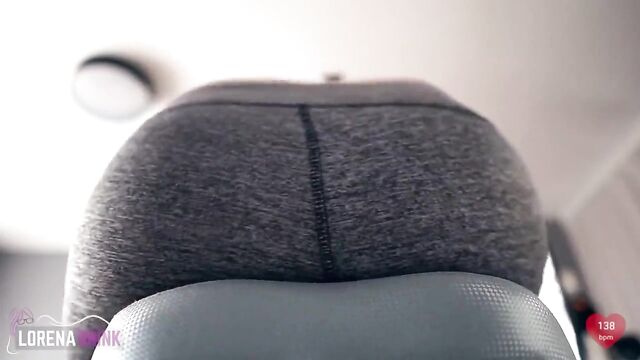 Orgasm on Exercise Bike in Yoga Pants Ass View + Heart Rate